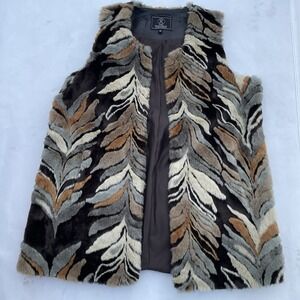 Rino & Pelle Faux-Fur Striped Sleeves Vest Size 42